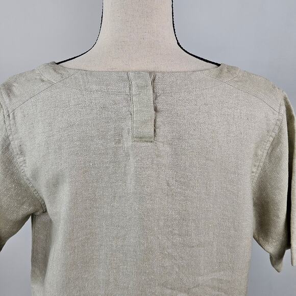 Eileen Fisher Shift Midi Dress Natrual Tan Linen Blend | Women's XS | FLAWS - Picture 7 of 16